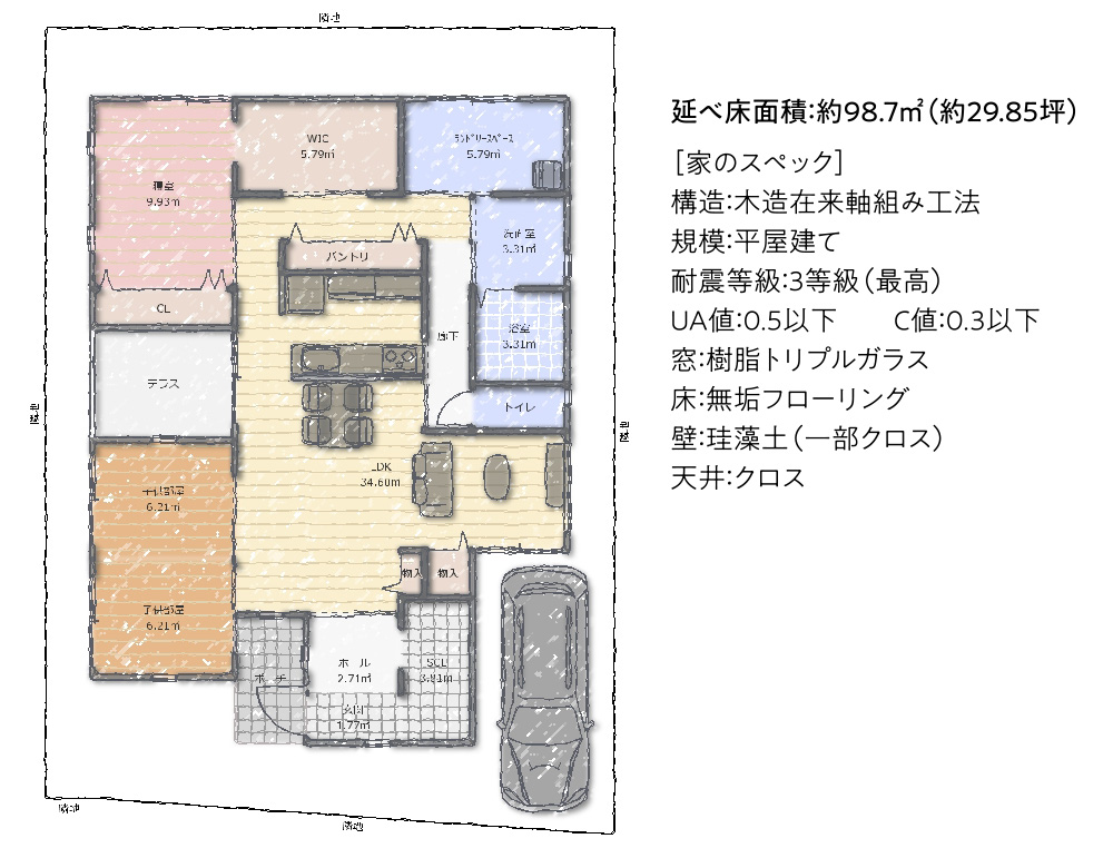 平面図、家の詳細なスペック